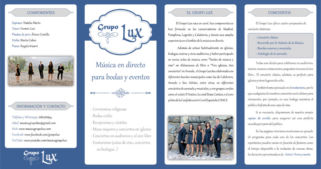 Nuestra oferta de conciertos cuatriptico grupo lux1 rgb